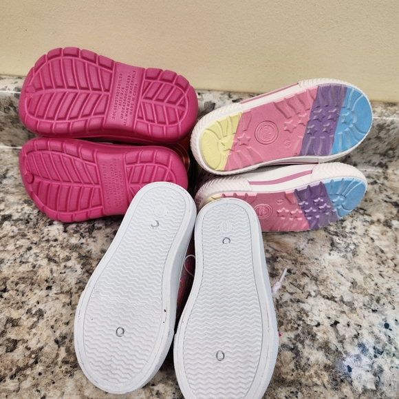 NWT 3 Pairs Toddler Girl's Sneakers Shoes Slip On Pink Flowers Unicorns - Picture 8 of 8